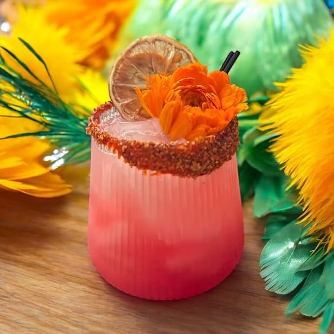 48 Pack Ribbed Origami Ripple Plastic Glasses, 24 9 Ounce Stemless Champagne Flutes & 24 12 Ounce Cups, BPA-Free Disposable Shatterproof Toasting Glasses for Weddings, Bars, and Events (Gold Rim)