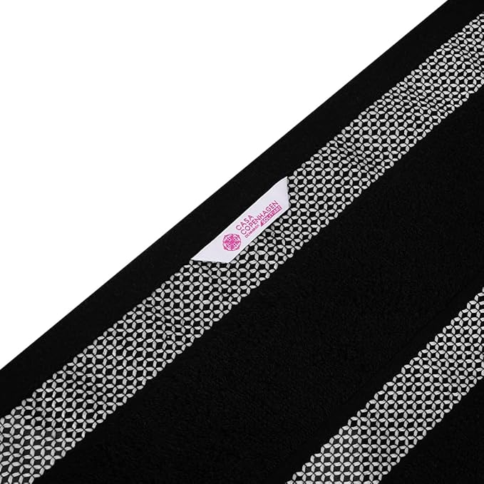 CASA COPENHAGEN, Solitaire, 600 GSM, 27x55 Inches Large Bath Towels, Set of 4 Towels, Super Soft and Absorbent, Egyptian Cotton Towels for Bathroom & Shower - Jet Black