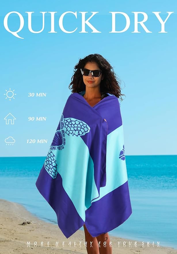 4 Pack Microfiber Lightweight Thin Beach Towel Sand Free Quick Dry Super Absorbent Large Towels for Swimming Pool Yoga Gym Travel Vacation Beach Accessories Essentials for Adults