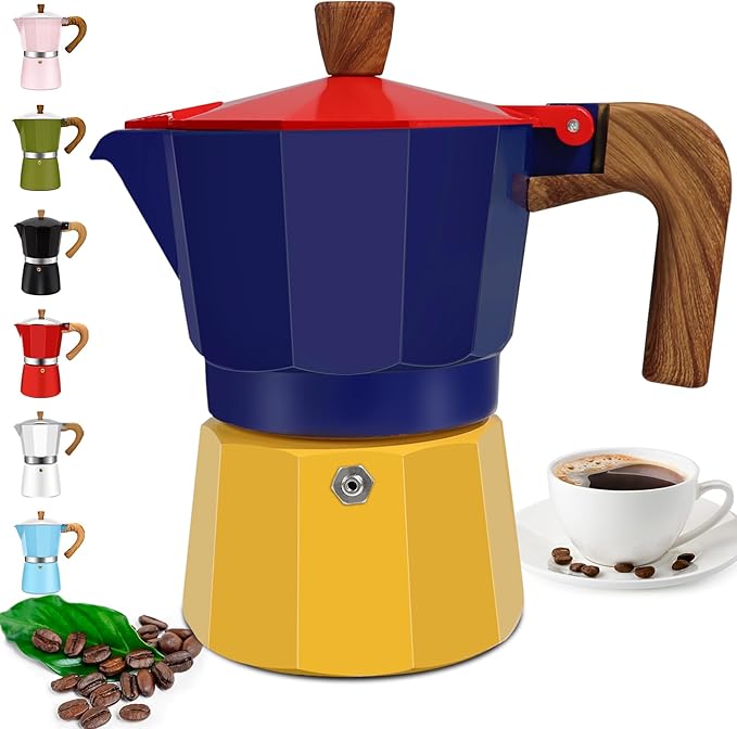 3 Cup Aluminum Espresso Stovetop Moka Pot Express Coffee Maker Percolator Italian Classic Mocha Coffee Machine for Italian and Cuban Cafe Brewing for Home & Camping 150ml 5oz