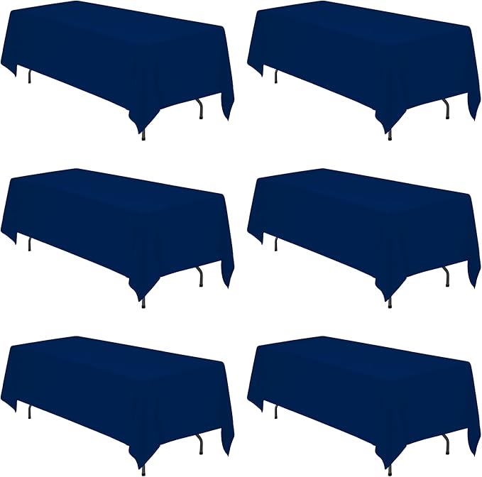 BRILLMAX 6 Pack Navy Blue Tablecloths 70 x 120 Inch for 6ft or 8ft Rectangle Tables - Rectangular Bulk Linen Polyester Fabric Washable Cloth Cover for Wedding Reception Banquet Birthday Party