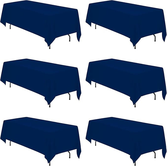BRILLMAX 6 Pack Navy Blue Tablecloths 70 x 120 Inch for 6ft or 8ft Rectangle Tables - Rectangular Bulk Linen Polyester Fabric Washable Cloth Cover for Wedding Reception Banquet Birthday Party