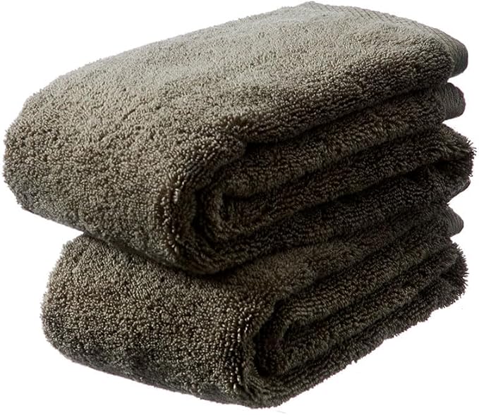 Luxury Japanese Wash Cloth - Set of 2, Senshu Towels, Charcoal Gray, Approx. 13" x 33.5", Ultra Soft, Quick Drying, Absorbent, Lightweight, Ideal for Bath, Bathroom, Yoga, Spa, Gift