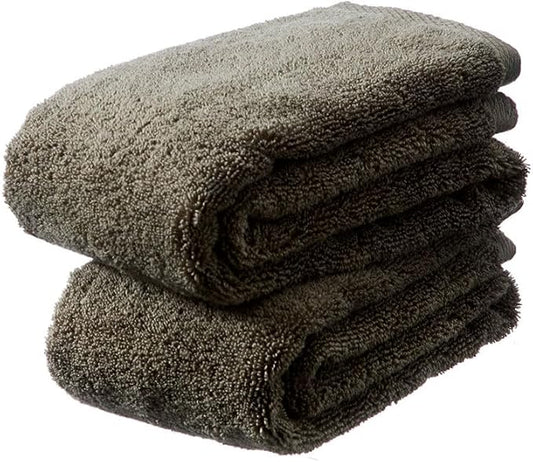 Luxury Japanese Wash Cloth - Set of 2, Senshu Towels, Charcoal Gray, Approx. 13" x 33.5", Ultra Soft, Quick Drying, Absorbent, Lightweight, Ideal for Bath, Bathroom, Yoga, Spa, Gift
