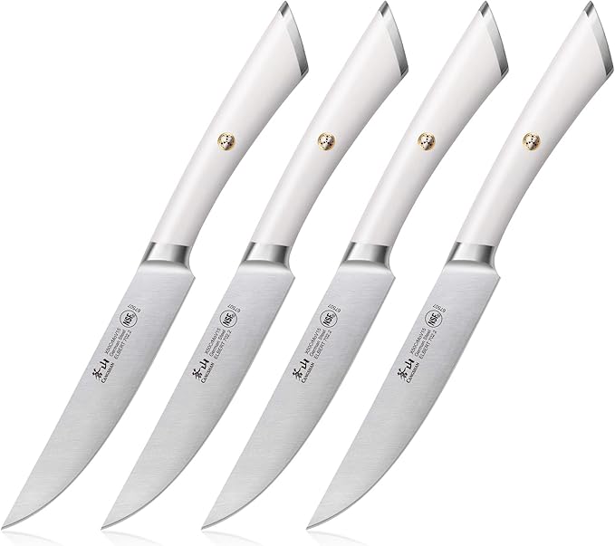 Cangshan ELBERT Series German Steel Forged 4-Piece Fine-Edge Steak Knife Set (White)