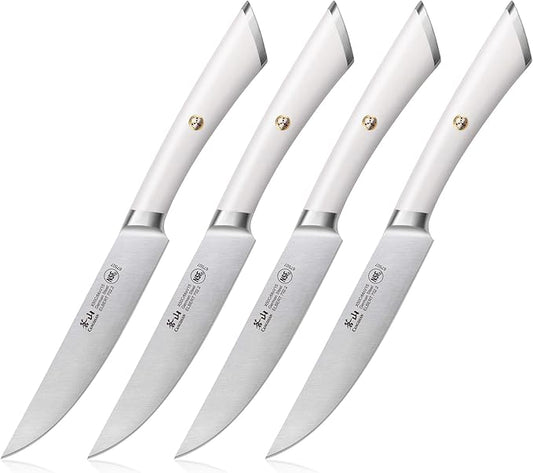 Cangshan ELBERT Series German Steel Forged 4-Piece Fine-Edge Steak Knife Set (White)