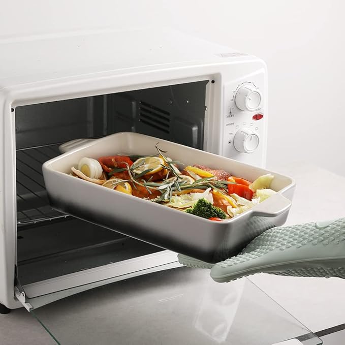 Sweejar Ceramic Bakeware Set, Rectangular Baking Dish for Oven Lasagna Pans for Cooking, Kitchen, Cake Dinner, Banquet and Daily Use, 11.8 x 7.8 x 2.76 Inches of Casserole Dishes (Gradient Gray)