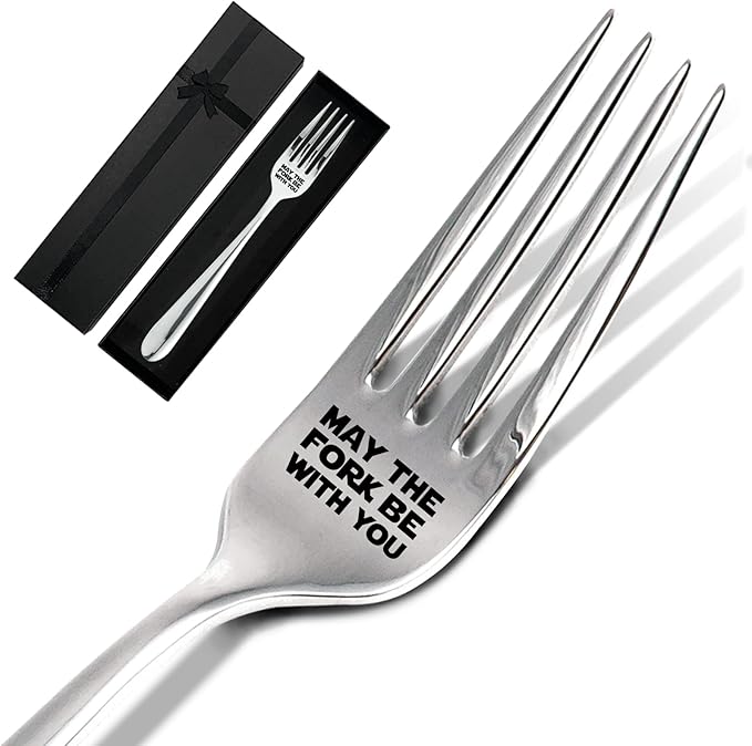 May The Fork Be With You, Funny Engraved Stainless Steel Dinner Dessert Fork with Gift Box
