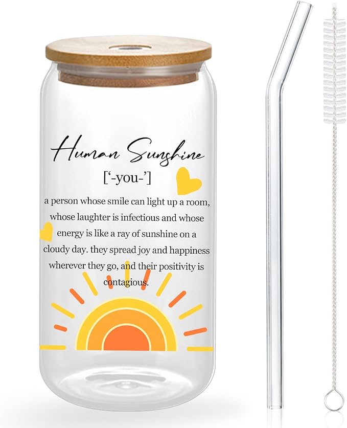 Sunshine Thank You Appreciation Tumbler for Women, Coworkers, Friends, Mom - 16 Oz Cup With Lid and Straw - Inspirational Gift