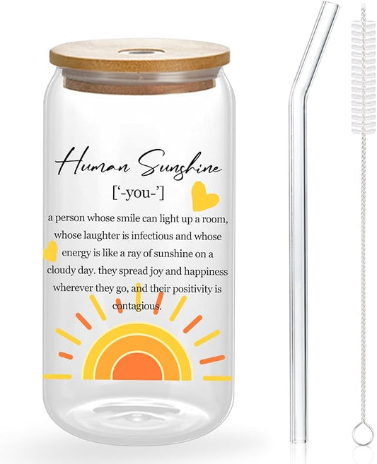 Sunshine Thank You Appreciation Tumbler for Women, Coworkers, Friends, Mom - 16 Oz Cup With Lid and Straw - Inspirational Gift