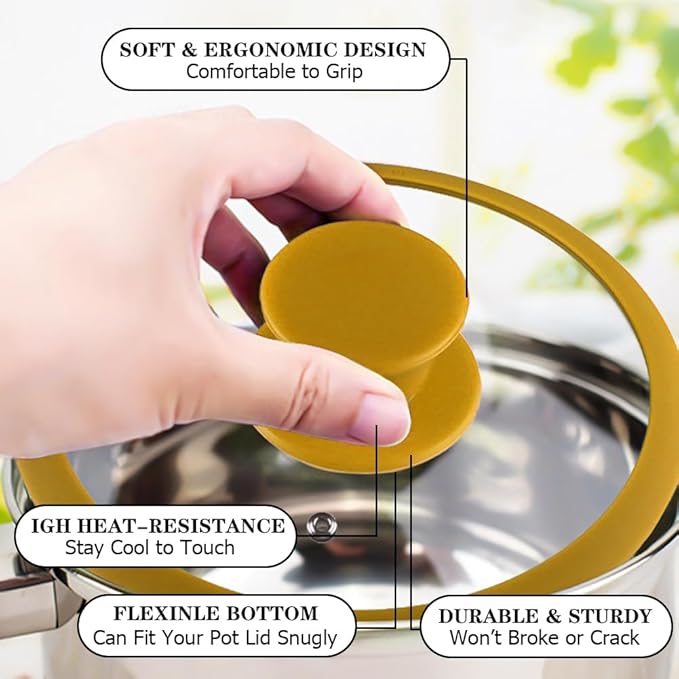 JoyTube Universal Pot Pan Lids Replacement Knob, Silicone Heat Resistant Pan Cover Holding Handles BPA Free Dishwasher Safe Fits Skillets and Kitchen Cookware (Pack of Two-Orange)