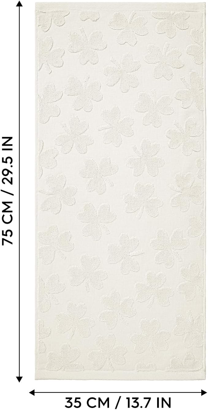 Artoid Mode 2 Pcs Beige 3D Shamrock Jacquard Patrick Hand Towels for Bathroom, 100% Cotton Soft Absorbent Bathroom Decor Towels, 13.7 x 29.5 Inch