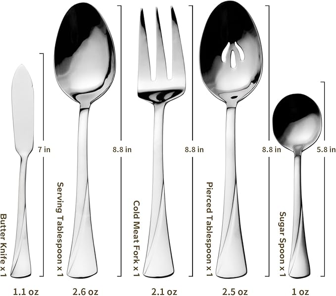 Alata Alice 45-Piece Silverware Set Stainless Steel Flatware Set,Service for 8,Mirror Polished Cutlery Set,Dishwasher Safe