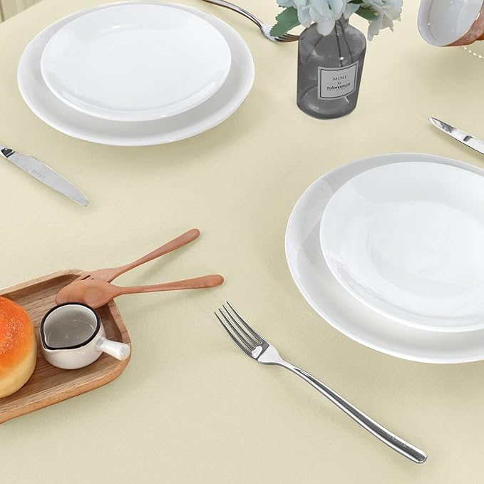 sancua 2 Pack Beige Tablecloth 60 x 102 Inch, Rectangle 6 Feet Table Cloth - Stain and Wrinkle Resistant Washable Polyester Table Cover for Dining Tables, Buffet Parties and Camping