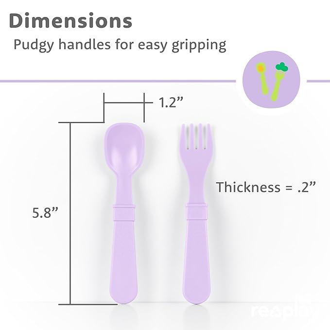 Re-Play Toddler Forks and Spoons Set - 4x4 Utensils Set for Kids - Dishwasher and Microwave Safe - Made in USA - Pack of 8-5.8" x 1.2" x 0.2" - Princess