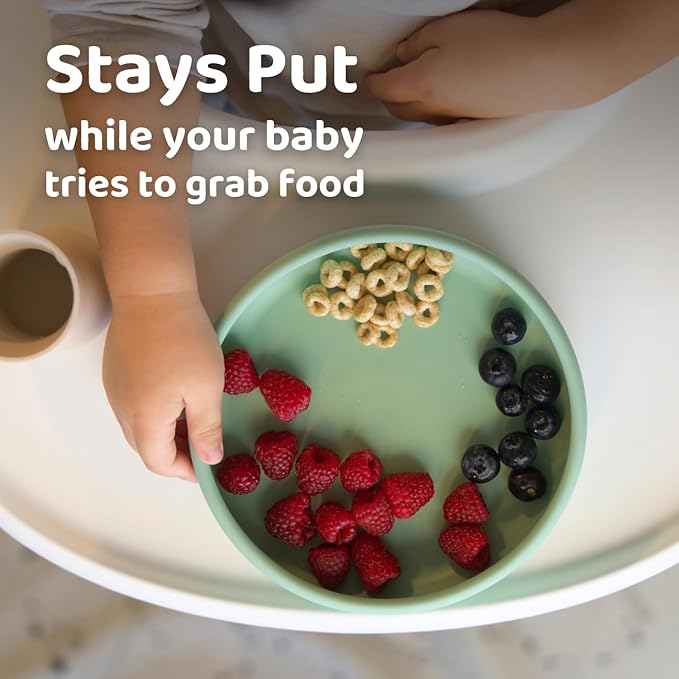 APLAINR Solid Plate, Weighted Baby Toddler Plate, Silicone Plates for Baby, No-Division Kid Plates, Microwave & Dishwasher Safe Silicone Plate for Toddlers, No BPA, Blue Hour