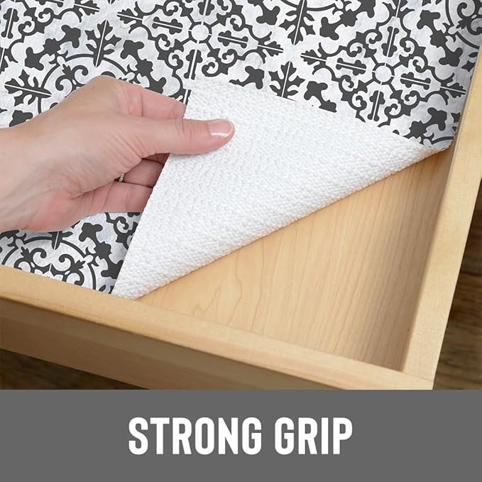 Con-Tact Brand Grip Prints Non-Adhesive Non-Slip Counter Top, Drawer/Shelf Liner, 12" x 20' (Carrara Tile Charcoal)