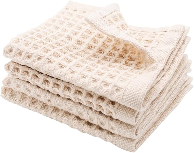 sea me at home Waffle Washcloths Set, 100% Turkish Cotton (Beige)