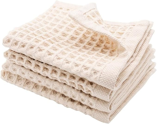 sea me at home Waffle Washcloths Set, 100% Turkish Cotton (Beige)