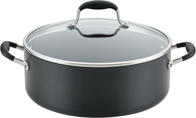 Anolon Advanced Home Hard-Anodized Nonstick Wide Stock Pot/Stockpot (7.5-Quart, Onyx)