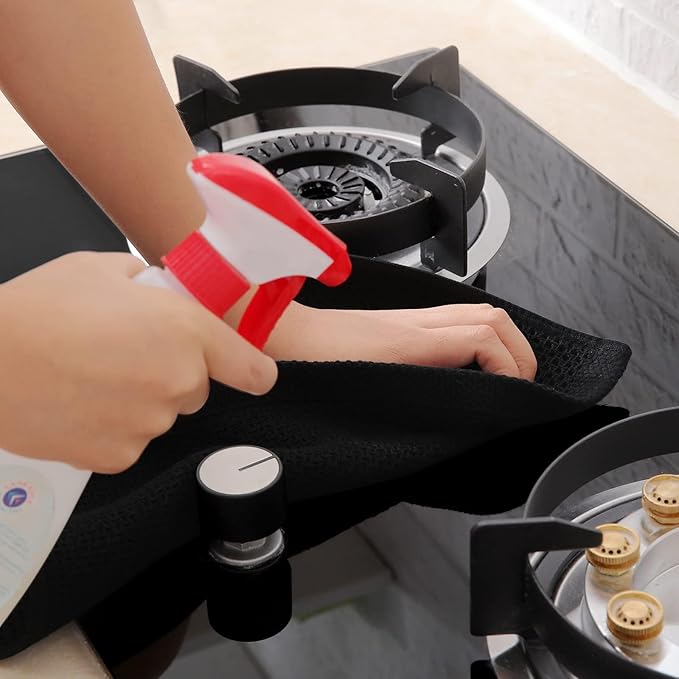 Homaxy 100% Cotton Waffle Weave Kitchen Dish Towels, Ultra Soft Absorbent Quick Drying Cleaning Towel, 13 x 28 Inches, 12-Pack, Black