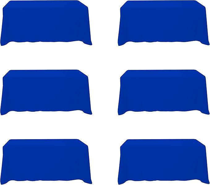 BRILLMAX 6 Pack Royal Blue Tablecloths for 6 Foot Rectangle Tables 90 x 132 Inch - 6ft Rectangular Bulk Linen Polyester Fabric Washable Cloth Cover for Wedding Reception Banquet Birthday Party