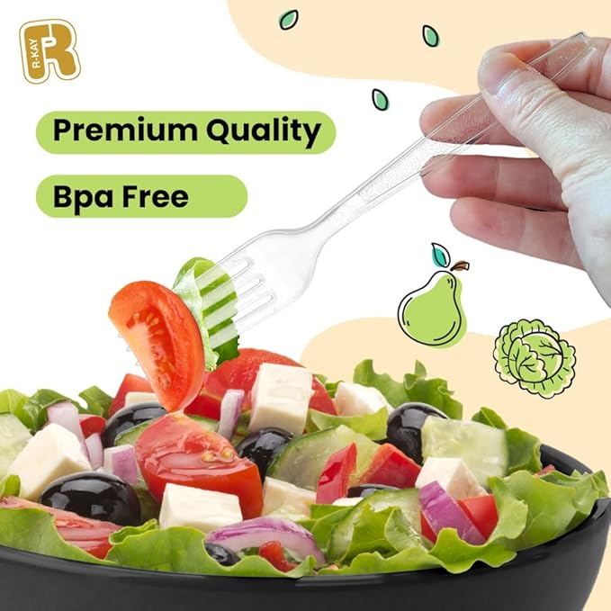 200 Count Plastic Silverware Heavy Duty - Clear Plastic Forks And Spoons Set - BPA Free Plastic Utensils Set - Heat Resistance Cutlery For All Occasions