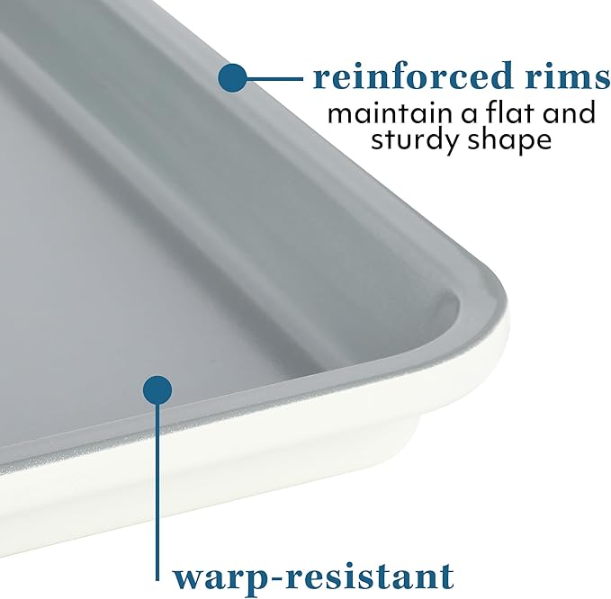 Sur La Table Kitchen Essentials Bake Sale Large 18 X 13 Inch PFA Free Ceramic Nonstick Cookie/Baking Sheet - Linen White