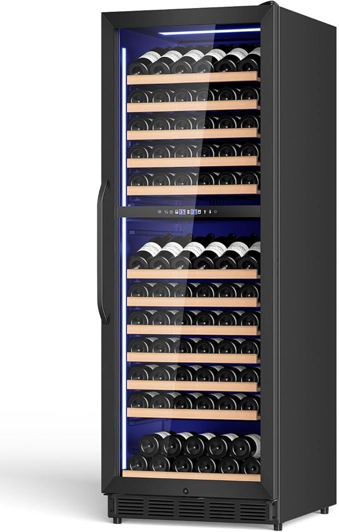 24" Inch Dual-Zone Wine Fridge, Freestanding/Built-in Wine Cooler Refeigerator, Large Capacity Tall Wine Cellar For Wine Collection, Wine Chiller with Safety Lock, Low Noise and Fast Cooling