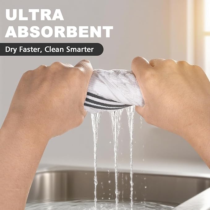 4 Pack 100% Cotton Wash Cloth, 12x12 Inch Highly Absorbent and Soft Feel Fingertip Towels, Machine Washable Washcloths for Bathroom, Gym, Hotel, Spa and Kitchen, White/Grey