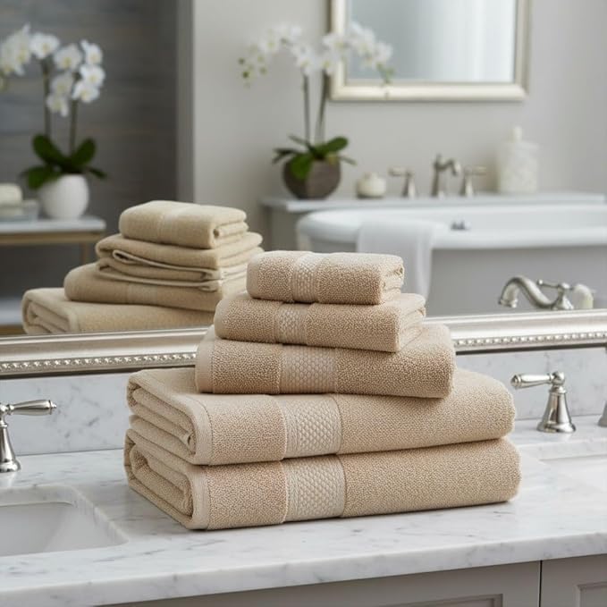 BAGNO MILANO Turkish Towels, Ultra Soft, Plush Luxury Turkih Cotton Bath Towels, Quick Dry Towel Set Made in Turkey (Sand Beige, 2 Pcs Bath Towel Set)