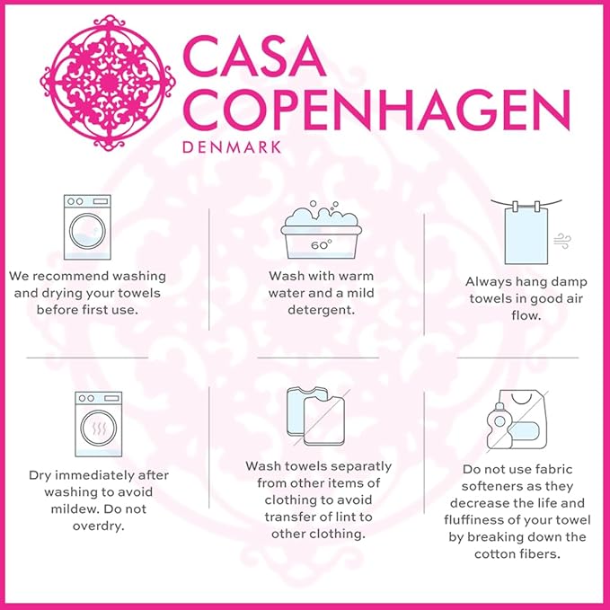 CASA COPENHAGEN He & She 6 Pieces Towel Set- Teal + Pink, 550 GSM 2 Bath Towel 2 Hand Towel 2 Washcloth, Designed in Denmark Made of Soft Egyptian Cotton for Bathroom, Kitchen & Shower