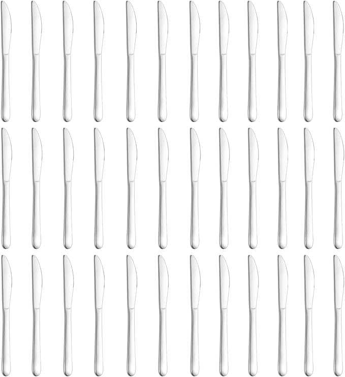 Pleafind 36-Pcs Dinner Knives, 9.1 Inch Stainless Steel Dinner Knife, Sturdy Butter Spreader Knife, Silverware Cutlery Table Knives for Home, Restaurant, Kitchen, Mirror Polished and Dishwasher Safe