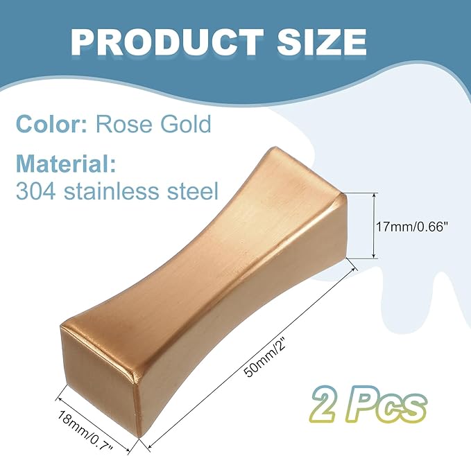 uxcell 2pcs Chopstick Rest, 304 Stainless Steel Chopsticks Holder 2"x0.7"x0.66", Household Tableware Kitchen Tools for Fork Teaspoon, Rose Gold