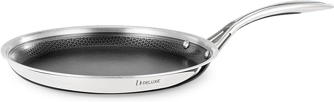 DELUXE Hybrid Ceramic Nonstick Griddle Pan,12-Inch,Stay-Cool Handle,Dishwasher&Oven Safe,Induction-Ready,PFOA Free Compatible with All Cooktops
