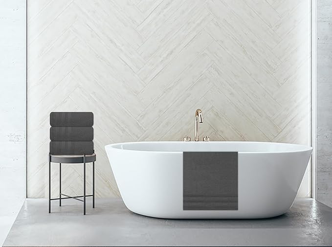 Large Bath Towels Set of 6 – 24" x 50" – 100% Cotton Terry – Durable, Soft & Quick Dry – Grey Multipurpose Towels for Bathroom, Gym, Spa, Pool & Daily Use