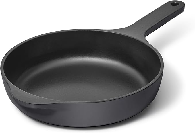 Caraway Cast Iron Skillet - 8” Enameled Cast Iron Pan With 3 Layer Enamel Coating - No Seasoning Required - Compatible With All Stovetops - Free From Forever Chemicals - Charcoal