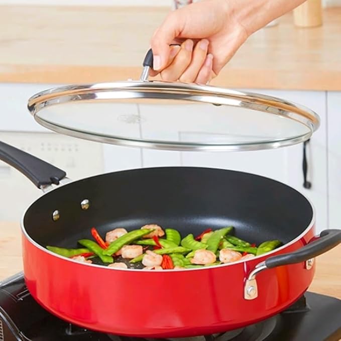 8 Inch Tempered Glass Lid for Lodge 8" Cast Iron Skillets & 2QT Dutch Ovens -Stainless Steel Handle and Rim (8 INCH LID)