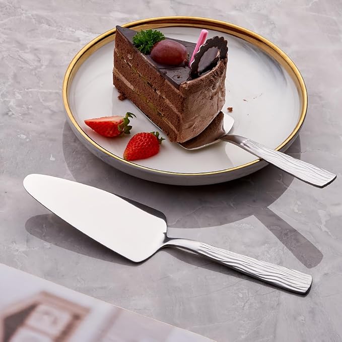 Silver Cake Server, 9.3-inch Stainless Steel Pie Server, Pizza Server of 3, Pie Server Spatula, Cake and Pie Servers, Dishwasher Safe
