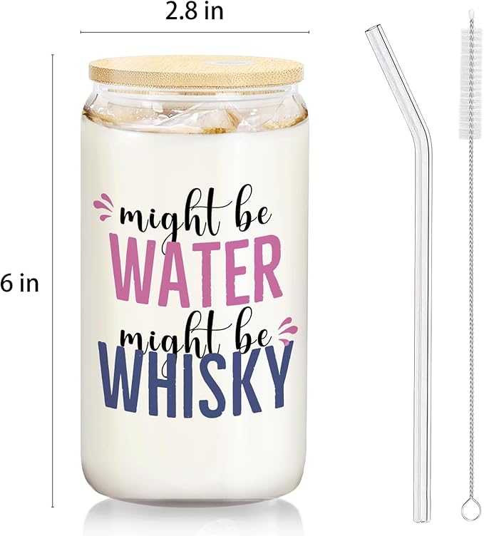 Whisky glasses cup Gifts for Cocktail Lovers, Funny Might Be Whisky Tumbler Gifts For Women 14oz,Tequila Lime drinking jar for Cocktail Lovers