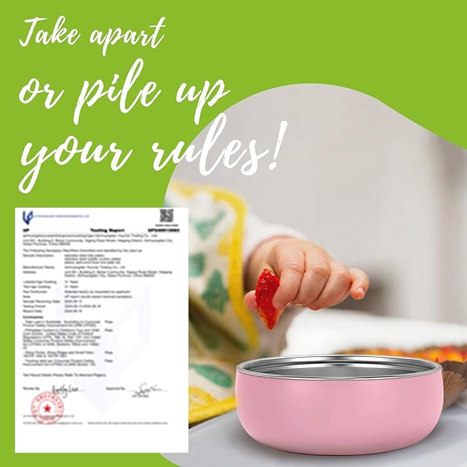 Non-Toxic Toddler Bowls with Non-Slip Base | Stainless Steel Baby Bowls for Kids | 5 Inch BPA-Free Dishwasher Safe Bowls | Mess-Free Feeding Supplies | 1-Pack Set