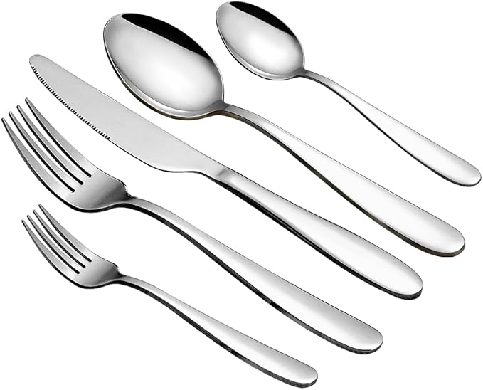 60 Piece Silverware Set for 12, Stainless Steel Silverware Set include Forks Spoons Knives, Mirror Polished Cultery Flatware Set, Durable and Anti-corrosion, Dishwasher Safe