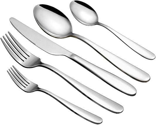 60 Piece Silverware Set for 12, Stainless Steel Silverware Set include Forks Spoons Knives, Mirror Polished Cultery Flatware Set, Durable and Anti-corrosion, Dishwasher Safe