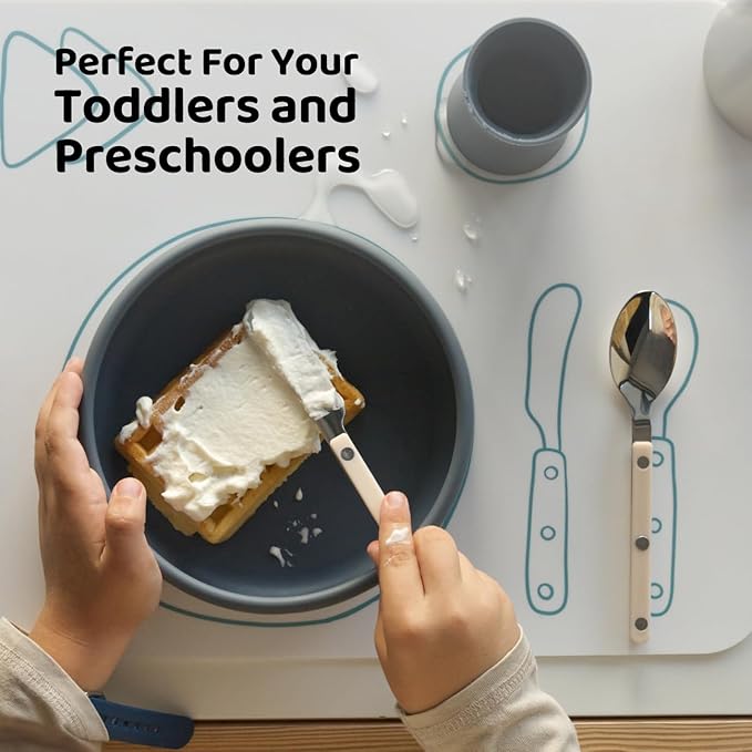 APLAINR Kids Silverware Set, Stainless Steel Toddler Silverware with Bamboo Organizer, Montessori Kids Utensils, 10 Piece Cutlery Set with Forks, Spoons & Knives, Children Safe Metal Flatware