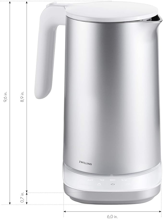 ZWILLING Enfinigy 1.5-Liter Cool Touch Stainless Steel Electric Kettle Pro, Tea Kettle, Silver