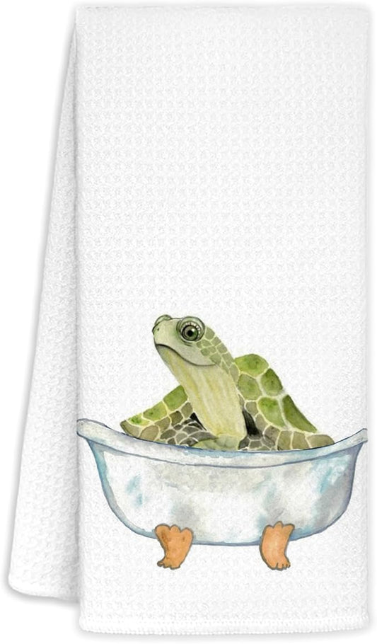 Sea Turtle Gifts Hand Towels Decorative, Sea Turtle Bathroom Decor, Funny Coastal Beach Hand Towels Drying Cloth for Kids Toddler Bathroom Decor, 16x24 Inch