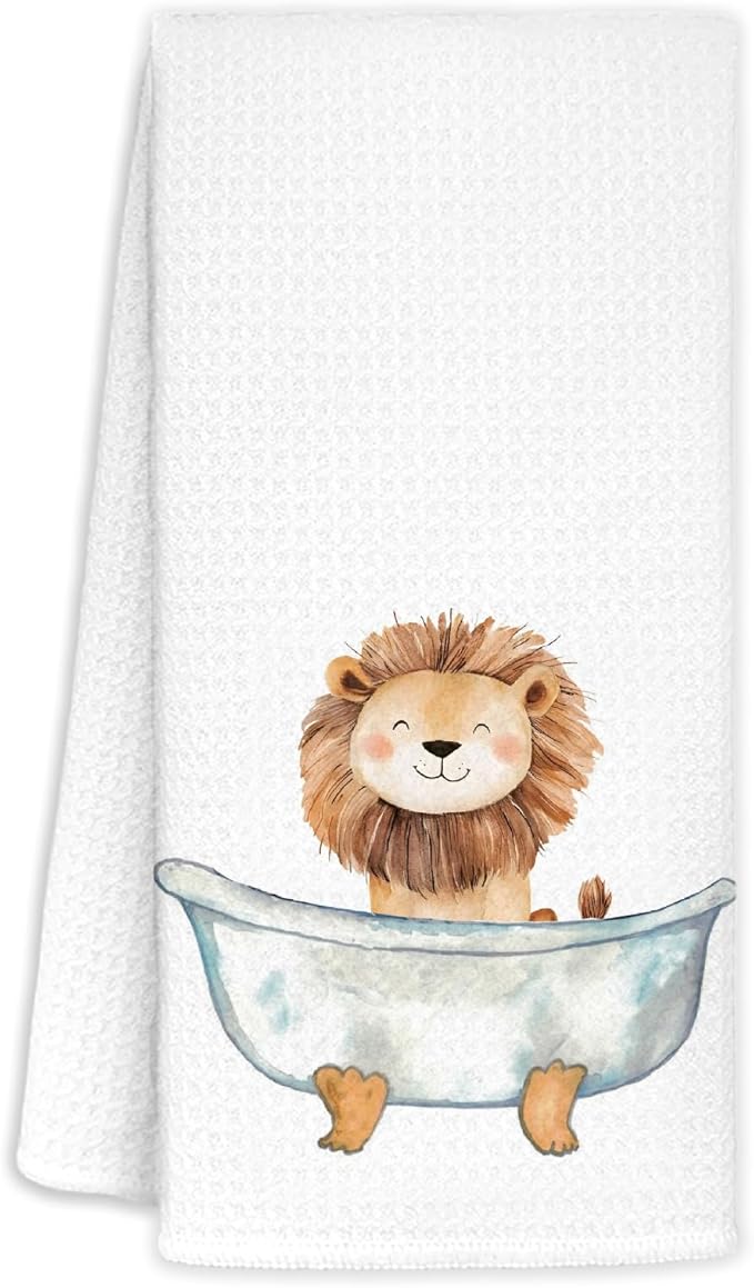 Lion Decor Hand Towels Decorative, Toddler Kids Bathroom Decor, Lion Gifts Hand Towels Drying Cloth for Kids Toddler Bathroom, 16x24 Inch