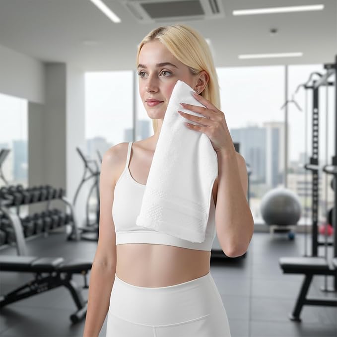 REDKISS Luxury Washcloths for Showering, 13x13 inch, 100% Cotton Premium Wash Cloths Set of 6, Super Soft and Highly Absorbent Face Towels for Bathroom, Spa, Gym and Hotel, White