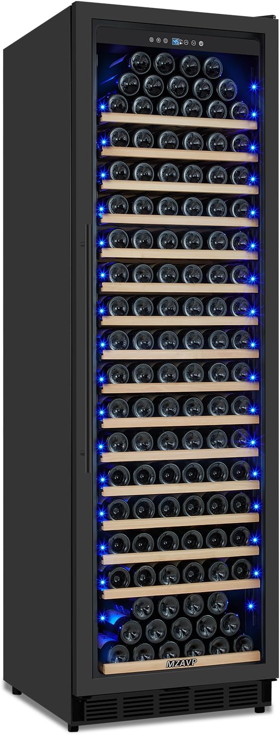 Large Wine Fridge, 200 Bottles Wine Fridge with Fast Cooling and Intelligent Temperature Memory, Wine Cooler Refrigerator Freestanding or Built-in, Professional Wine Cellar with Glass Door