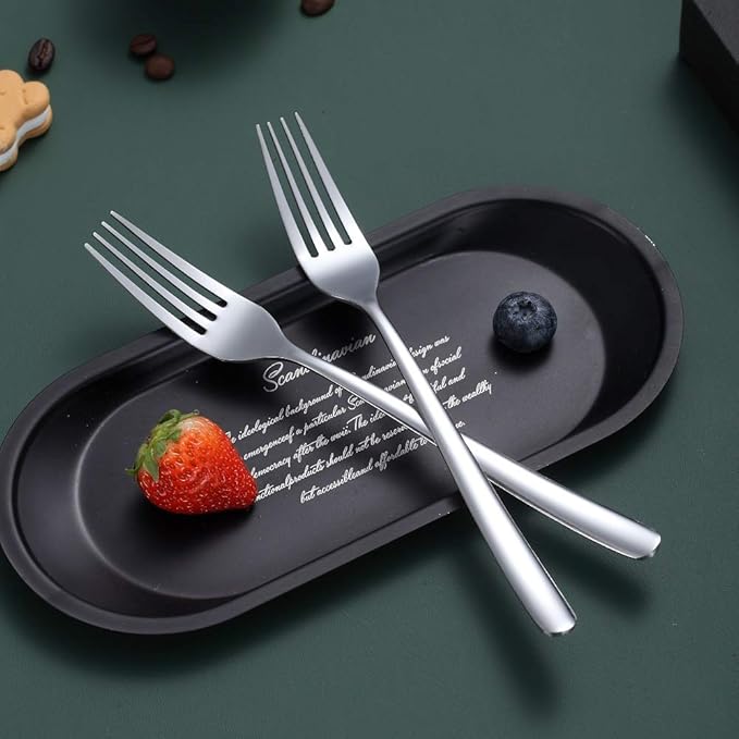 Stainless Steel Dinner Forks Set, 6 Piece - Silverware for Home, Kitchen or Restaurant, Dishwasher Safe (Silver-8 Inch)